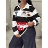 image:imageRoseSeek Womens Color Block Graphic Jersey Shirt Long Sleeve Collared Golf T Shirts Y2K Tops StreetwearBlack and White