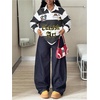 image:imageRoseSeek Womens Color Block Graphic Jersey Shirt Long Sleeve Collared Golf T Shirts Y2K Tops StreetwearGrey