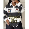 image:imageRoseSeek Womens Color Block Graphic Jersey Shirt Long Sleeve Collared Golf T Shirts Y2K Tops StreetwearGrey