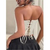 image:imageRoseSeek Womens Cropped Leopard Cheetah Corset Tops Sexy Lace Up Tube Bustier Overbust Top Y2k Cowgirls OutfitsApricot