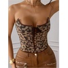 image:imageRoseSeek Womens Cropped Leopard Cheetah Corset Tops Sexy Lace Up Tube Bustier Overbust Top Y2k Cowgirls OutfitsBrown