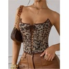 image:imageRoseSeek Womens Cropped Leopard Cheetah Corset Tops Sexy Lace Up Tube Bustier Overbust Top Y2k Cowgirls OutfitsBrown