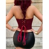 image:imageRoseSeek Womens Cropped Leopard Cheetah Corset Tops Sexy Lace Up Tube Bustier Overbust Top Y2k Cowgirls OutfitsBurgundy