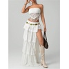 image:imageRoseSeek Womens Fringe Hem Lace Tube Tops Y2K Strapless Bandeau Cowgirl Music Festival Crop TopsWhite