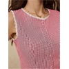 image:imageRoseSeek Womens Gingham Button Down Tank Tops Lace Trim Sleeveless Crew Neck Elegant Vest TopRed and White