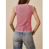 image:imageRoseSeek Womens Gingham Button Down Tank Tops Lace Trim Sleeveless Crew Neck Elegant Vest TopRed and White