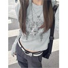 image:imageRoseSeek Womens Gothic Grunge Graphic Vintage Tees Long Sleeve Thumb Hole Punk Crop T Shirts Aesthetic ClothesLight Grey