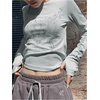 image:imageRoseSeek Womens Gothic Grunge Graphic Vintage Tees Long Sleeve Thumb Hole Punk Crop T Shirts Aesthetic ClothesLight Grey
