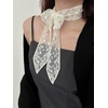 image:imageRoseSeek Womens Lace Sheer Mesh Waist Scarves Lightweight Thin Skinny Scarfs Shawl Fashion AccessoriesWhite