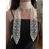image:imageRoseSeek Womens Lace Sheer Mesh Waist Scarves Lightweight Thin Skinny Scarfs Shawl Fashion AccessoriesWhite