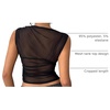 image:imageRoseSeek Womens Mesh See Through Tank Top Sleeveless Mock Neck Ruched Crop Tops Going Out OutfitBlack
