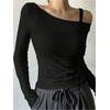 image:imageRoseSeek Womens Mesh Sheer Tops Off The Shoulder Long Sleeve See Through Shirts Going Out Party Club OutfitsBlack