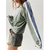 image:imageRoseSeek Womens Off The Shoulder Color Block Tee Tops Long Sleeve Loose Casual Fall T ShirtsGreen and Blue