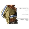 image:imageRoseSeek Womens Off The Shoulder Color Block Tee Tops Long Sleeve Loose Casual Fall T ShirtsOlive Green