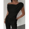 image:imageRoseSeek Womens Off The Shoulder Wrap Tank Top Sleeveless Tight Elegant Formal Party Going Out TopsBlack