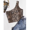image:imageRoseSeek Womens One Shoulder Snakeskin Graphic Crop Top Animal Print Sleeveless Summer Tank TopsMulticolor