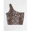 image:imageRoseSeek Womens One Shoulder Snakeskin Graphic Crop Top Animal Print Sleeveless Summer Tank TopsMulticolor