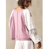 image:imageRoseSeek Womens Oversized Tshirts Lace Patchwork Color Block T Shirt Bishop Sleeve V Neck Tee TopPink Purple
