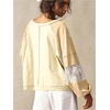 image:imageRoseSeek Womens Oversized Tshirts Lace Patchwork Color Block T Shirt Bishop Sleeve V Neck Tee TopYellow