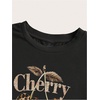 image:imageRoseSeek Womens Plus Size Letter Car Graphic Tees Short Sleeve Crew Neck Crop Tops Summer T ShirtBlack