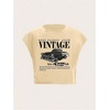 image:imageRoseSeek Womens Plus Size Letter Car Graphic Tees Short Sleeve Crew Neck Crop Tops Summer T ShirtKhaki