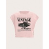 image:imageRoseSeek Womens Plus Size Letter Car Graphic Tees Short Sleeve Crew Neck Crop Tops Summer T ShirtPink