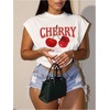 image:imageRoseSeek Womens Plus Size Letter Car Graphic Tees Short Sleeve Crew Neck Crop Tops Summer T ShirtPure White