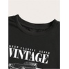 image:imageRoseSeek Womens Plus Size Letter Car Graphic Tees Short Sleeve Crew Neck Crop Tops Summer T ShirtSolid Black