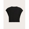 image:imageRoseSeek Womens Plus Size Letter Car Graphic Tees Short Sleeve Crew Neck Crop Tops Summer T ShirtSolid Black