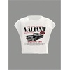 image:imageRoseSeek Womens Plus Size Letter Car Graphic Tees Short Sleeve Crew Neck Crop Tops Summer T ShirtSolid White