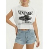 image:imageRoseSeek Womens Plus Size Letter Car Graphic Tees Short Sleeve Crew Neck Crop Tops Summer T ShirtStandard White