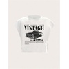 image:imageRoseSeek Womens Plus Size Letter Car Graphic Tees Short Sleeve Crew Neck Crop Tops Summer T ShirtWhite
