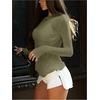 image:imageRoseSeek Womens See Through Long Sleeve Shirts Crew Neck Basic Tight Shirt Going Out TopsArmy Green