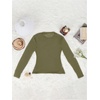 image:imageRoseSeek Womens See Through Long Sleeve Shirts Crew Neck Basic Tight Shirt Going Out TopsArmy Green
