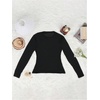 image:imageRoseSeek Womens See Through Long Sleeve Shirts Crew Neck Basic Tight Shirt Going Out TopsBlack