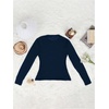 image:imageRoseSeek Womens See Through Long Sleeve Shirts Crew Neck Basic Tight Shirt Going Out TopsDeep Blue