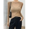 image:imageRoseSeek Womens See Through Long Sleeve Shirts Crew Neck Basic Tight Shirt Going Out TopsKhaki