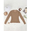 image:imageRoseSeek Womens See Through Long Sleeve Shirts Crew Neck Basic Tight Shirt Going Out TopsKhaki