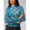 image:imageRoseSeek Womens See Through Long Sleeve Shirts Crew Neck Basic Tight Shirt Going Out TopsMulticolor