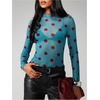 image:imageRoseSeek Womens See Through Long Sleeve Shirts Crew Neck Basic Tight Shirt Going Out TopsMulticolor