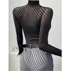 image:imageRoseSeek Womens Sheer Mesh See Through Tops High Mock Neck Turtleneck Long Sleeve T Shirts Going Out Tops UndershirtsBlack