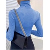 image:imageRoseSeek Womens Sheer Mesh See Through Tops High Mock Neck Turtleneck Long Sleeve T Shirts Going Out Tops UndershirtsBlue