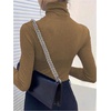 image:imageRoseSeek Womens Sheer Mesh See Through Tops High Mock Neck Turtleneck Long Sleeve T Shirts Going Out Tops UndershirtsKhaki Brown