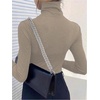 image:imageRoseSeek Womens Sheer Mesh See Through Tops High Mock Neck Turtleneck Long Sleeve T Shirts Going Out Tops UndershirtsLight Khaki