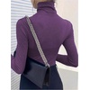 image:imageRoseSeek Womens Sheer Mesh See Through Tops High Mock Neck Turtleneck Long Sleeve T Shirts Going Out Tops UndershirtsLilac Purple