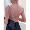 image:imageRoseSeek Womens Sheer Mesh See Through Tops High Mock Neck Turtleneck Long Sleeve T Shirts Going Out Tops UndershirtsPink