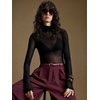 image:imageRoseSeek Womens Sheer Mesh Tops Turtle Neck Long Sleeve T Shirts Slim Fit Tops Fall OutfitsBlack