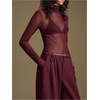 image:imageRoseSeek Womens Sheer Mesh Tops Turtle Neck Long Sleeve T Shirts Slim Fit Tops Fall OutfitsRed Violet