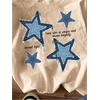 image:imageRoseSeek Womens Star Graphic Letter Print Tee Tops Casual Crewneck Short Sleeve T ShirtApricot