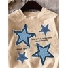 image:imageRoseSeek Womens Star Graphic Letter Print Tee Tops Casual Crewneck Short Sleeve T ShirtApricot